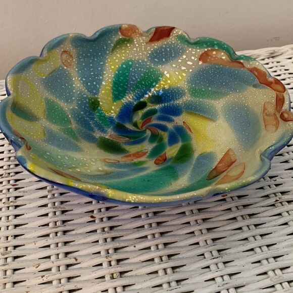 Vintage Rainbow Confetti Murano Bowl - Picture 2 of 7